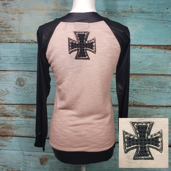 VOCAL Bomber Biker Jacket Bling Skull & Cross M - Picture 7 of 8